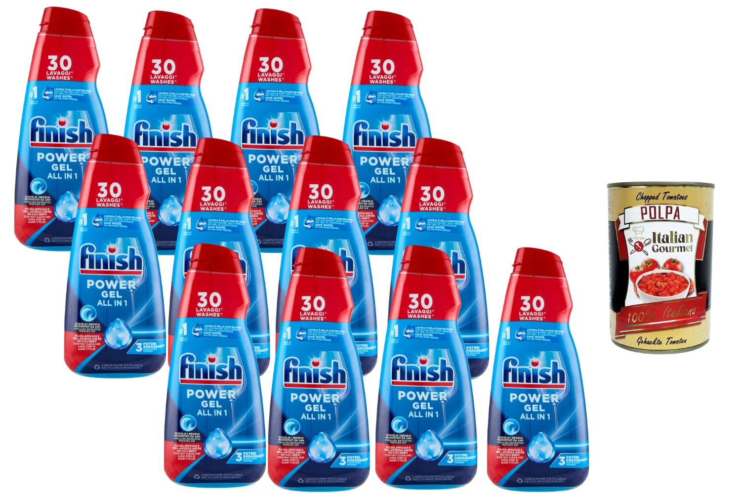 Italian Gourmet - Gel para lavavajillas All in 1, 12 x 600 ml, gel para lavavajillas, fuerte eliminación de grasa, fórmula de rápida solución, para programas ecológicos cortos y limpieza brillante