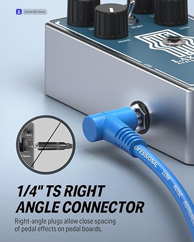 Miniatura 20 de Donner Cable de interconexión de guitarra de 3 pulgadas, cables de pedal de efecto de guitarra, color negro, paquete de 6