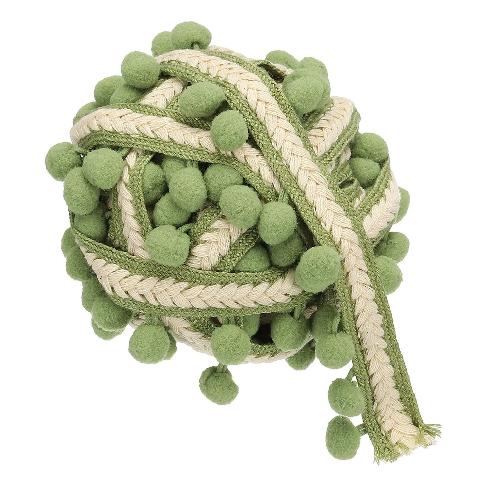 Garniture à pompons frange boule verte pour couture DIY et tissu