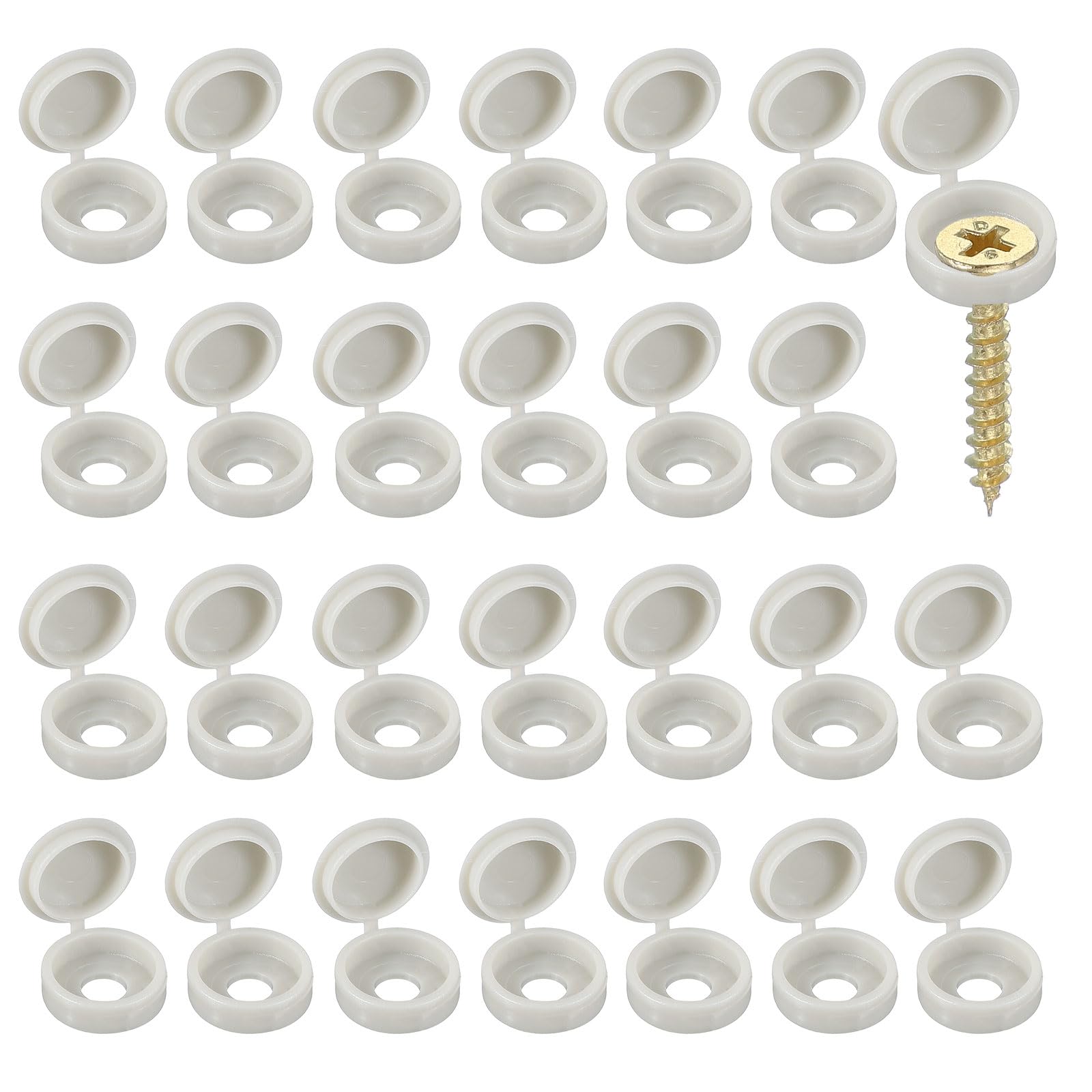 YELARXI Screw Snap Covers, M6 Plastic Hinged Screw Cover Caps Shutter Screws Fold Snap Washer - Fitting for (Windows/Railings/Home Furniture/Cabinets), 6mm & 120 Pack & Light Grey