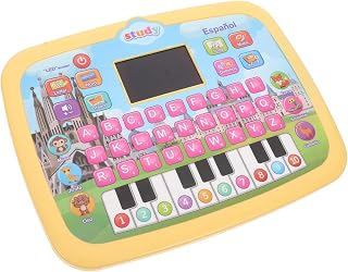 KONTONTY Maquina De Aprender Español Tableta De Aprendizaje Para Portátil De Juguete Juguetes Electrónicos Interactivos Laptop De Juguete Para Tableta De Bebé Amarillo Abs