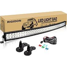RIGIDON 42 Inch 240W Curved Light Bar with Magnetic Mount Brackets, Double Row Flood Spot Combo 24000LM LED Light Bar Waterproof Driving Boat Road LED Work Light with Wire Harness for ATV UTV Truck