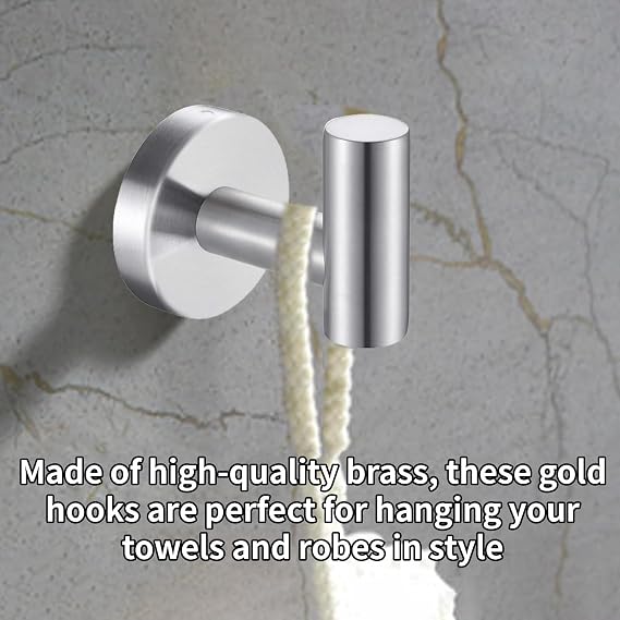 4 Pack Brushed Silver Towel Hooks and Bathroom Hooks Wall Mounted