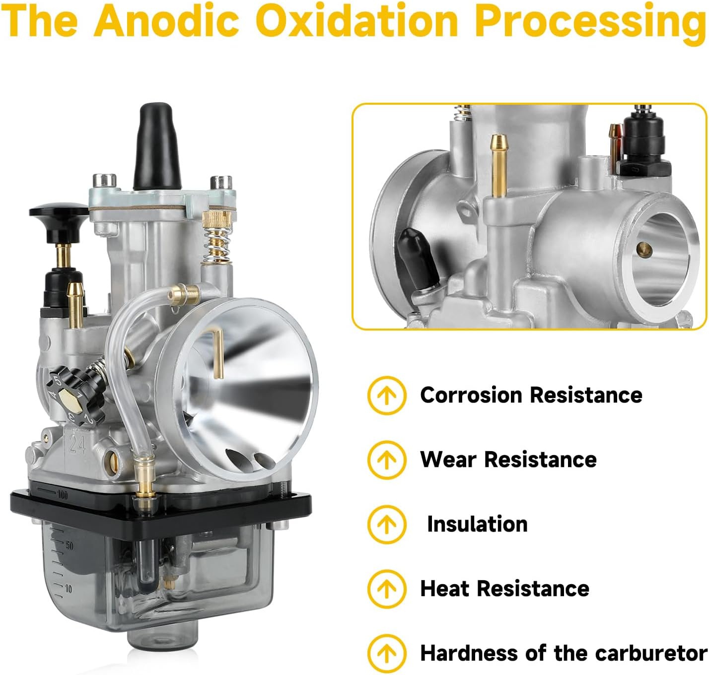 HIAORS PWK 24mm Carburetor Carb Throttle Assembly Jet for Predator 212 196cc 200cc 224cc 6.5HP Engine Coleman CT200U BT200X Mini Bike CT200U-EX Baja Warrior MB200 KT196 Go Kart Race Parts (Black)