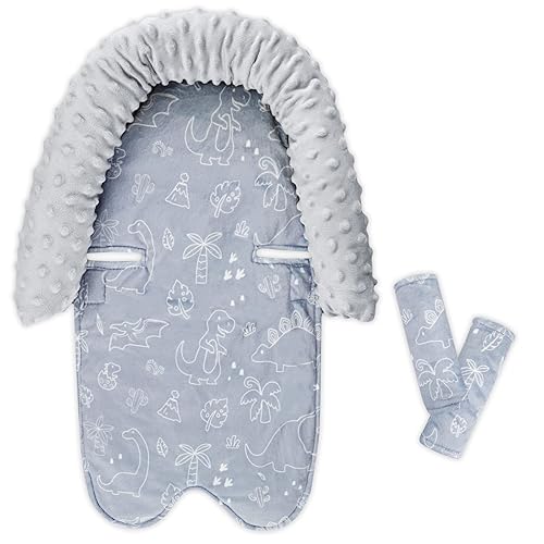 DILIMI Soporte para la cabeza del asiento de automóvil para bebé, suave Minky para niños y niñas, soporte de cabeza de asiento de automóvil con
