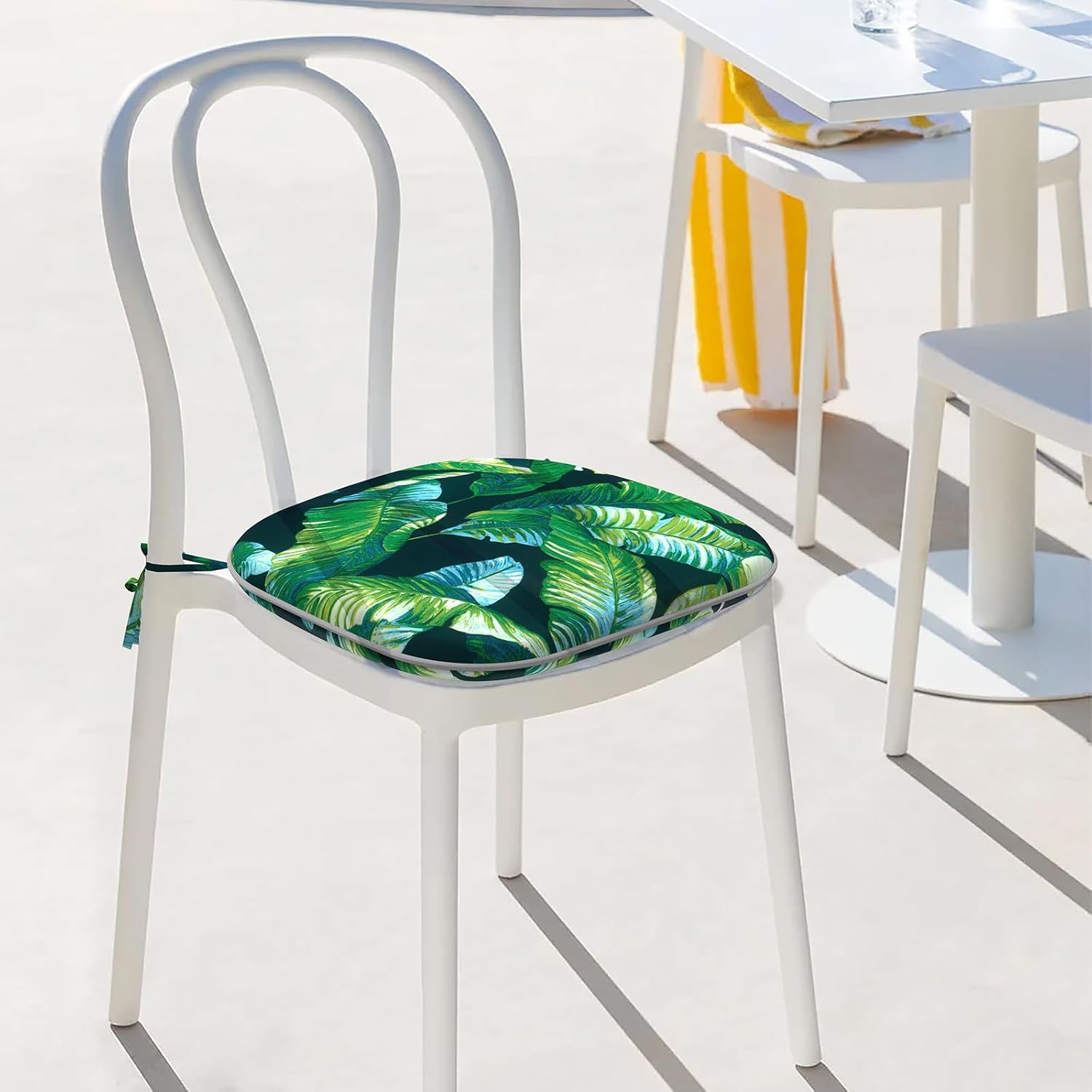 Indoor/Outdoor Chair Cushions 16x17 Inch, Patio Chair Cushions with Ties, All Weather Seat Cushions for Patio Furniture Home Garden Chair Use, Set of 2, Hanalei Lagoon