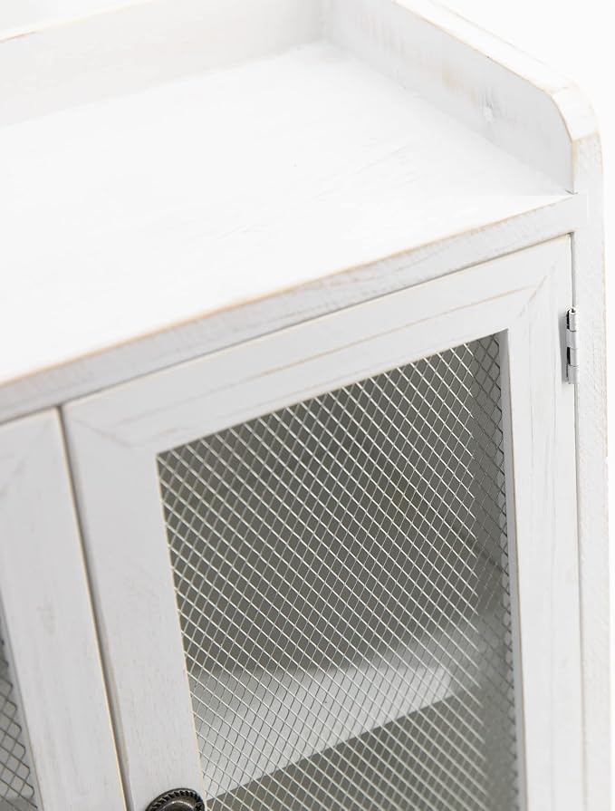 Colección Home - Armario de almacenamiento de 2 niveles, armario para encimera, organizador de madera para cocina, salón, dormitorio, baño, oficina con puerta magnética, 15,75 x 14,5 x 6,5 pulgadas, blanco, modelo 02 miniatura 7
