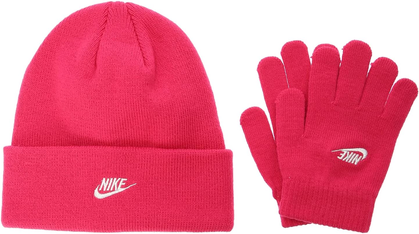Nike Girls' Futura Beanie and Gloves 2 Piece Set (P(4A2960-A4Y)/S, 7-16 Years)