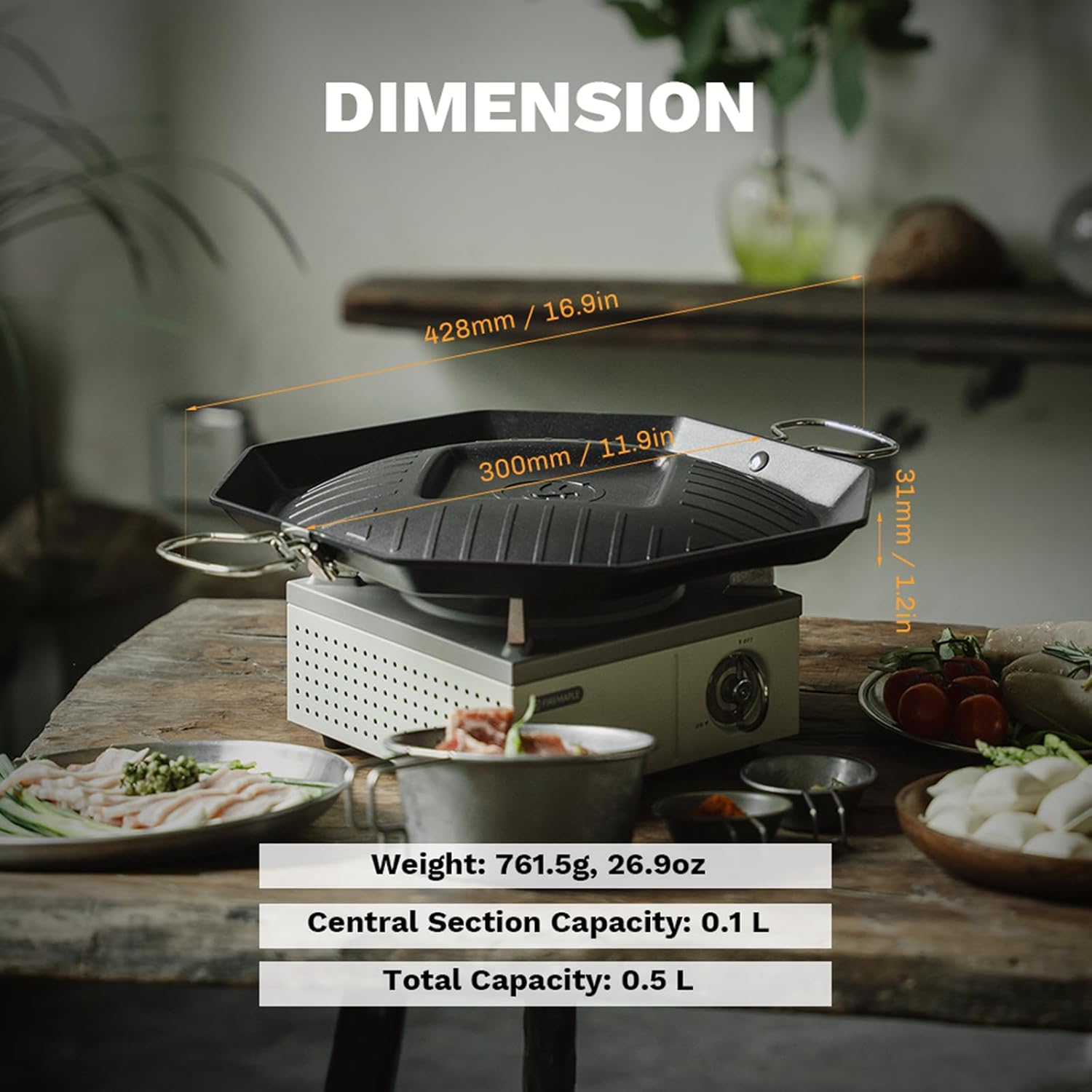 Fire-Maple SizzlePro Multi-Function Frying Pan - 11.9" Foldable Camping Griddle with Dual Cooking Zones, 2.2mm Thick Aluminum & Stainless Steel, Perfect for Group Camping, RV, etc