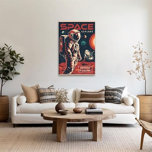 Miniatura 3 de Arte de pared retro del espacio, vintage, exploración del tiempo de astronauta, lienzo impreso en lienzo, galaxia, Vía Láctea, arte exterior,