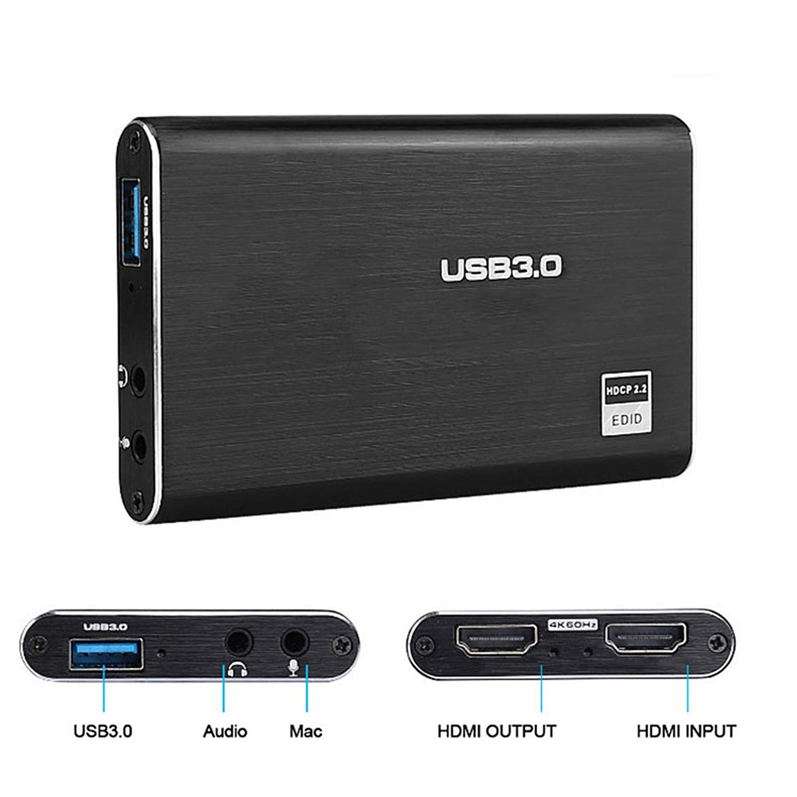 Scatola per streaming live per registrazione di giochi, scheda di acquisizione video USB 3.0, registratore HDMI con ingresso 4K/60Hz, uscita 1080P/60Hz, compatibile con/Linux/OS