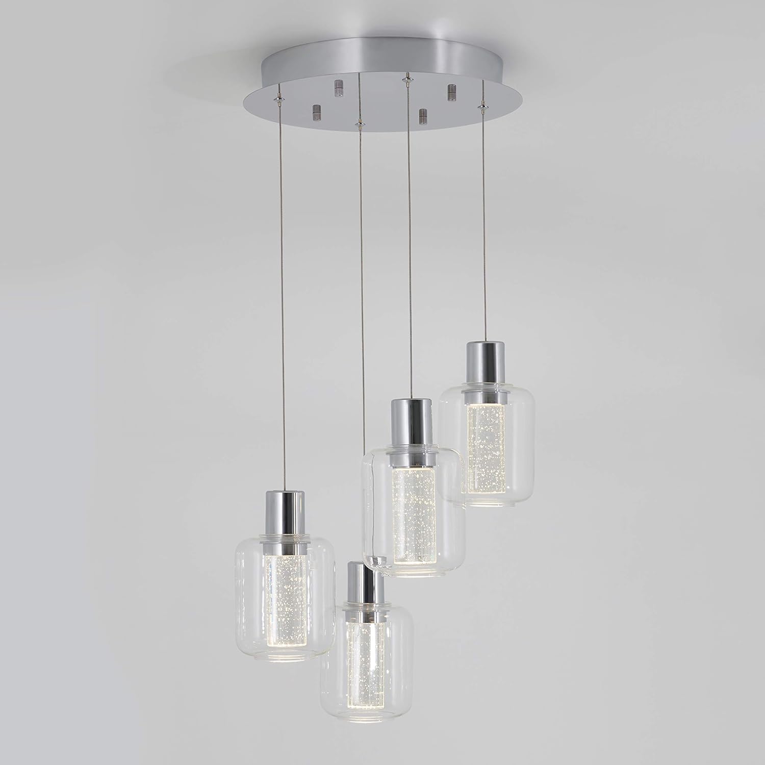 Amаzоn Crаzу 🔥 Dеаlѕ Artika Champagne Globe Spiral Light 4-Pendant LED Starring a Premium Clear and Bubble Glass Diffuser with Chrome Finish