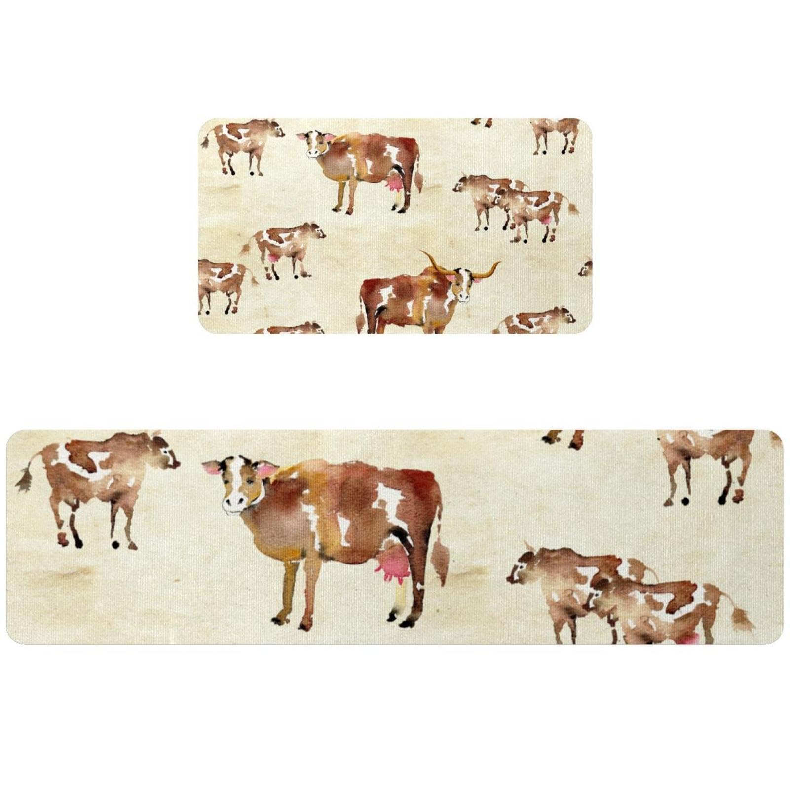 Tapis de cuisine lavable et absorbant avec motif bétail des Highlands