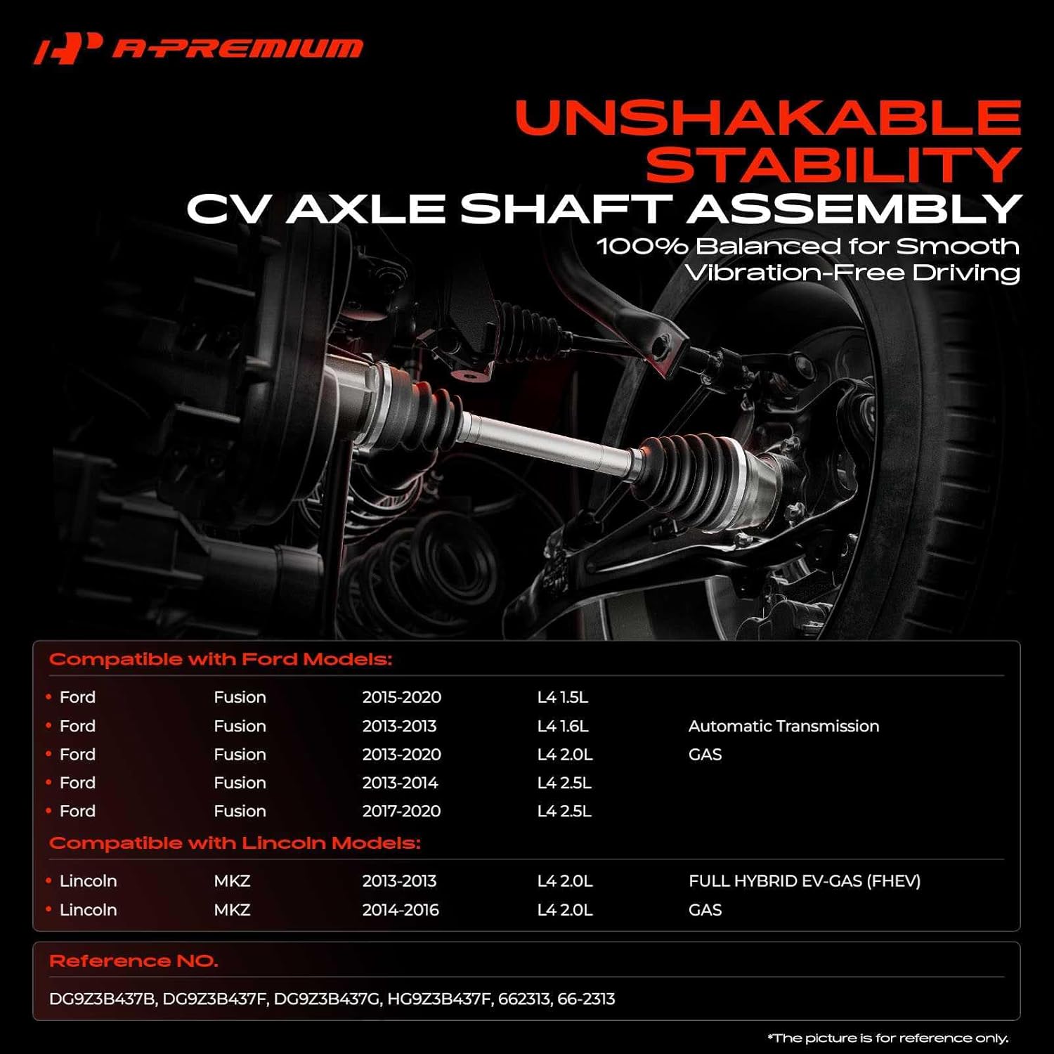 A-Premium CV Axle Shaft Assembly Compatible with Ford Fusion 2013-2020 & Lincoln MKZ 2013-2016, Front Left Driver Side, Replace# DG9Z3B437B, DG9Z3B437G