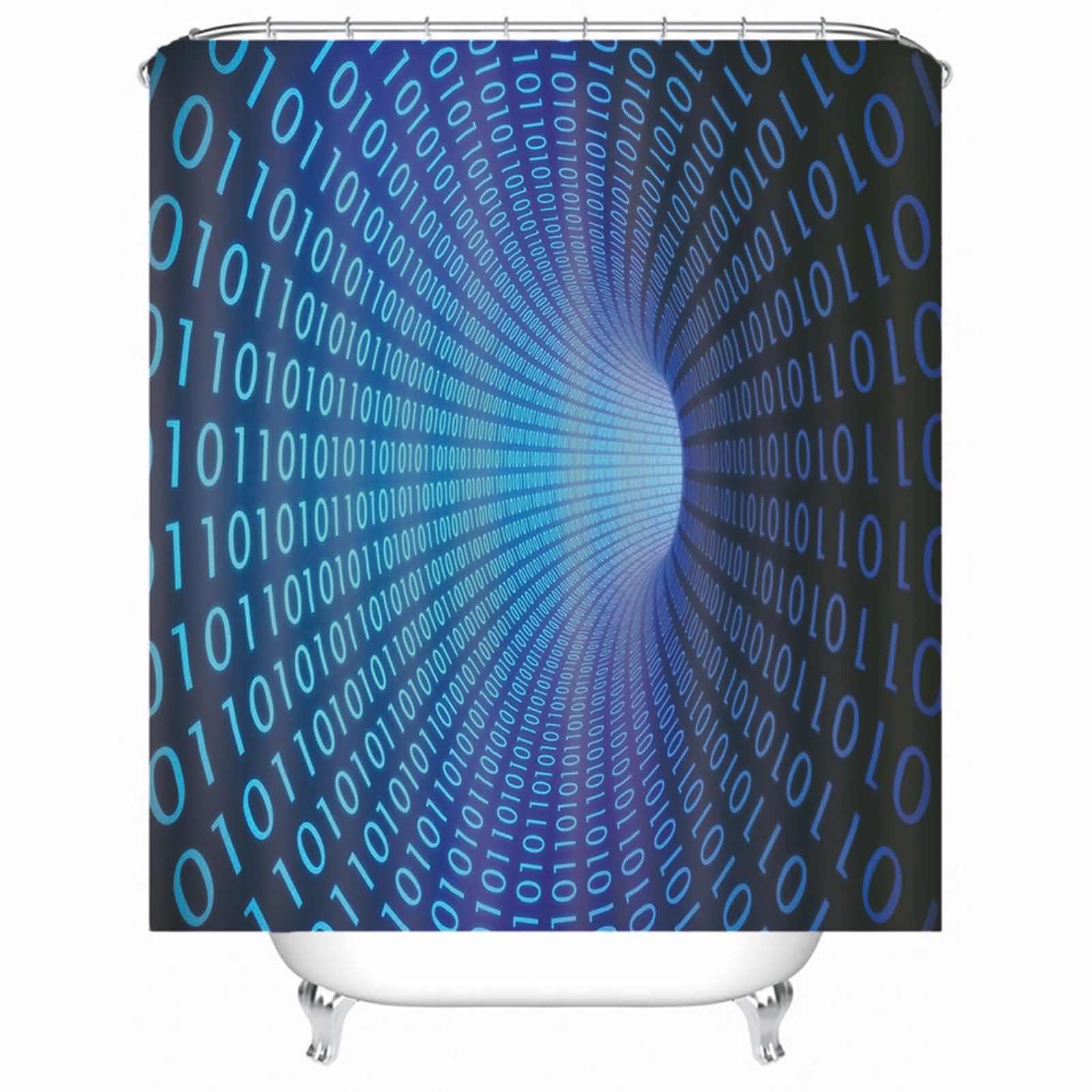 Rideau douche bleu résistant moisissure en textile premium 220x180cm