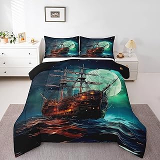 Erosebridal Pirate Ship Comforter Set Queen for Boys Mens Teens,Marine S...
