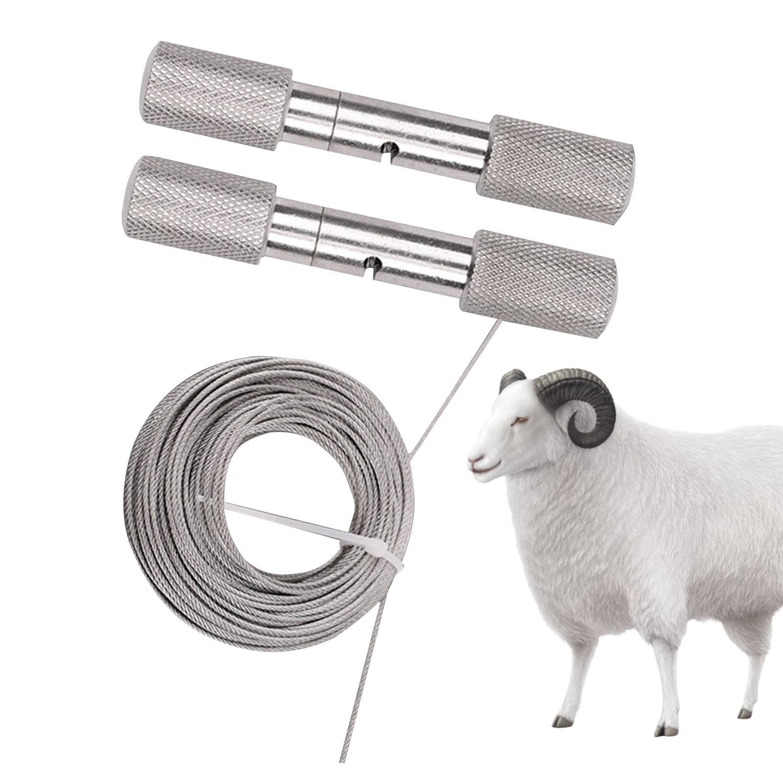 Scie à fil pour écornage de chèvre et de mouton, scie à fil en acier inoxydable avec poignées, outil d'écornage, scie à câble portable en corne de chèvre pour camping, ferme, cour