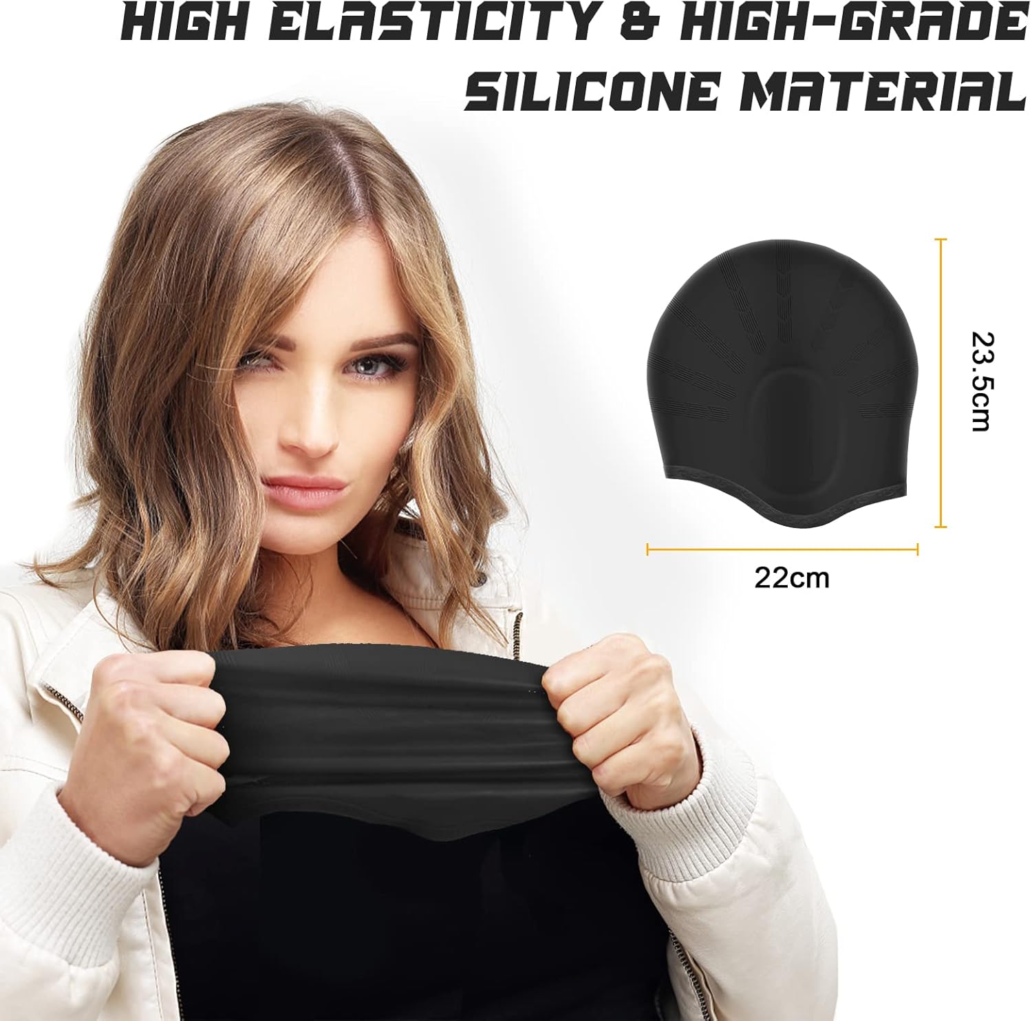 Flintronic Silicone Cover Ears Swimming Caps,Adult Unisex Swim Hat for