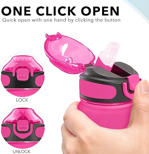 Miniatura 5 de Enerbone Botella de agua de 32 onzas con tiempos para beber y pajita, botellas de agua motivacionales con correa de transporte, a prueba de fugas