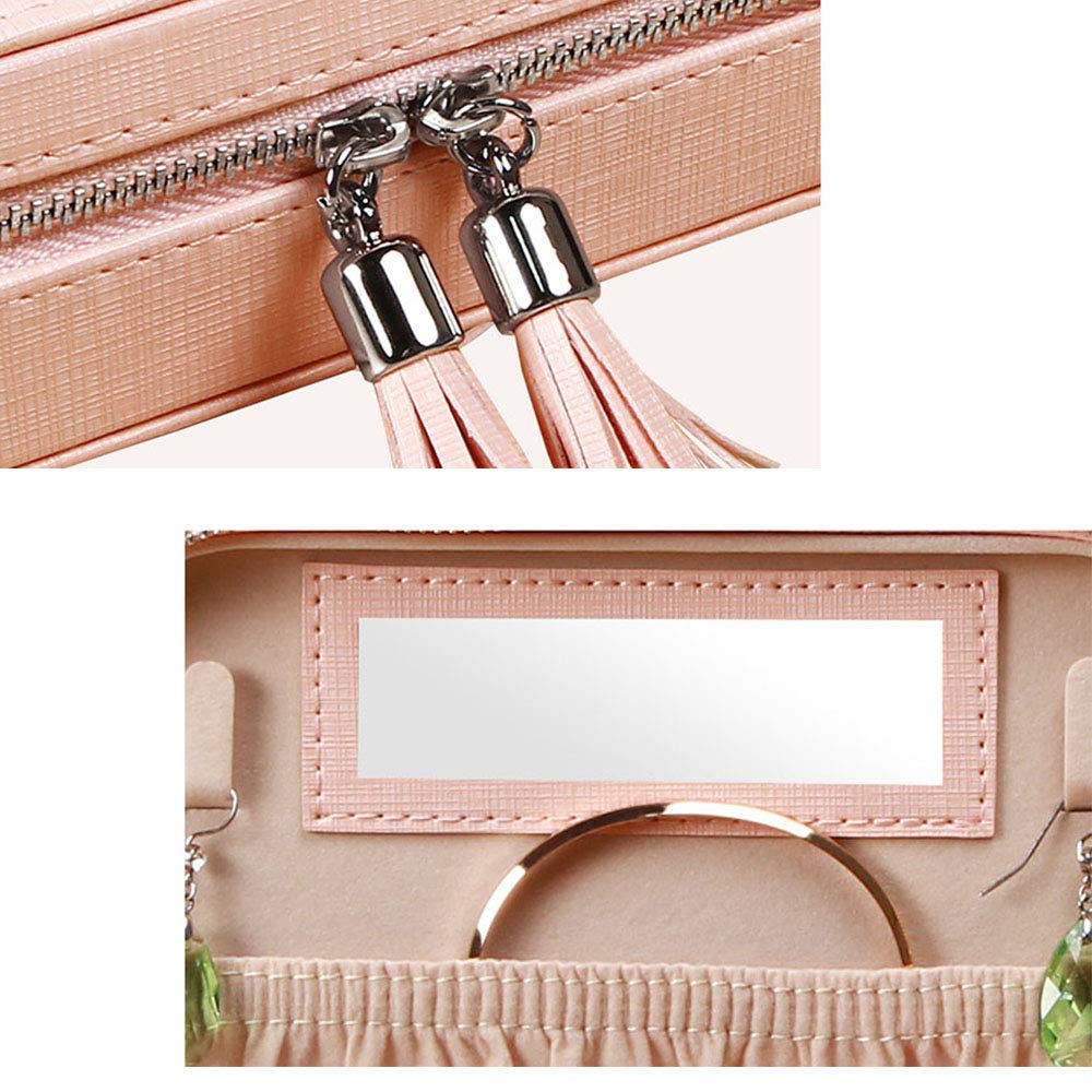 Biżuteria pudełko biżuterii Tassels Organizer Wyświetlacz magazynowanie torebki na wynos z lustrzanym biżuterią akcesoria