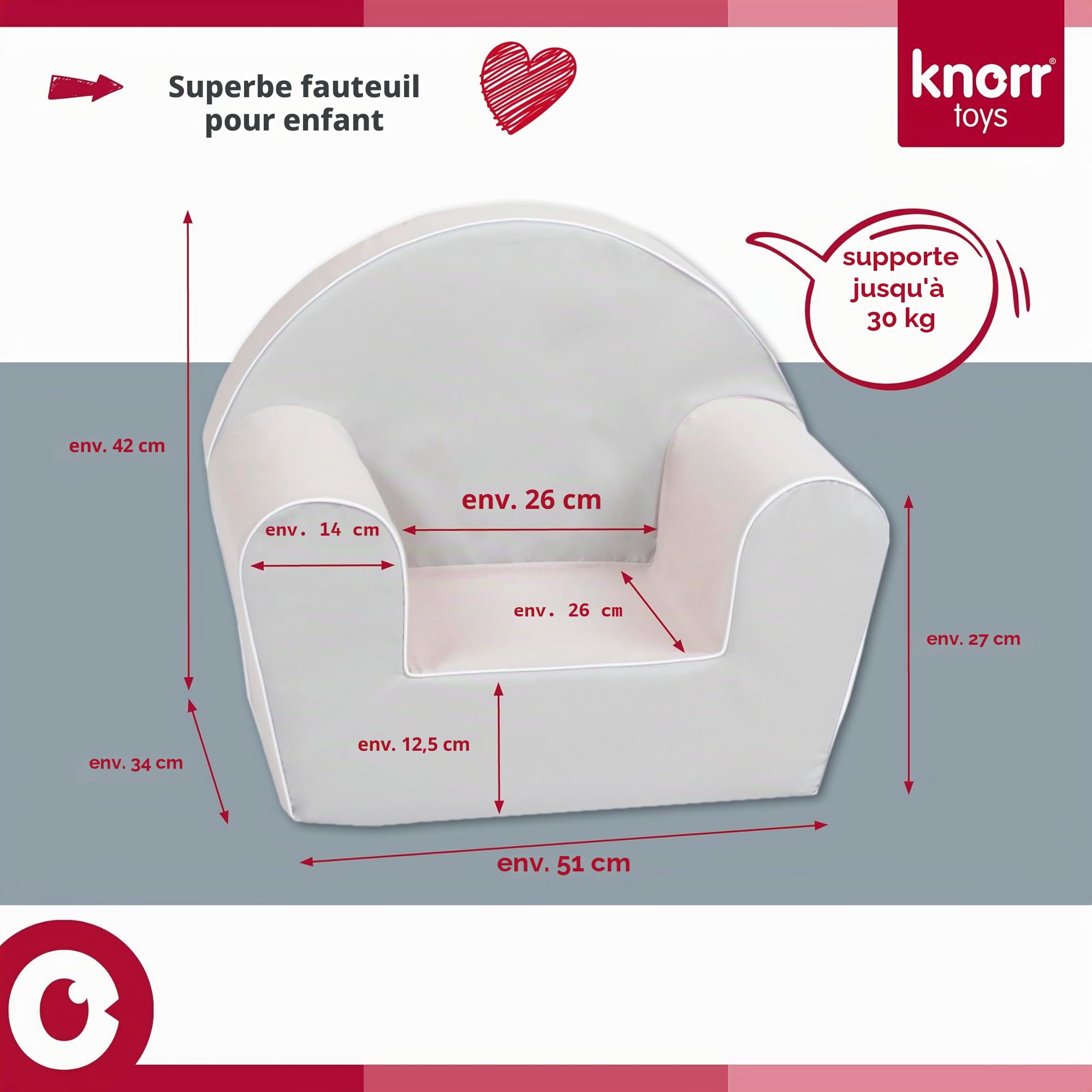 Knorrtoys 68352 Fawn Fauteuil pour Enfant, pour se détendre, Stable, Coton, Turquoise