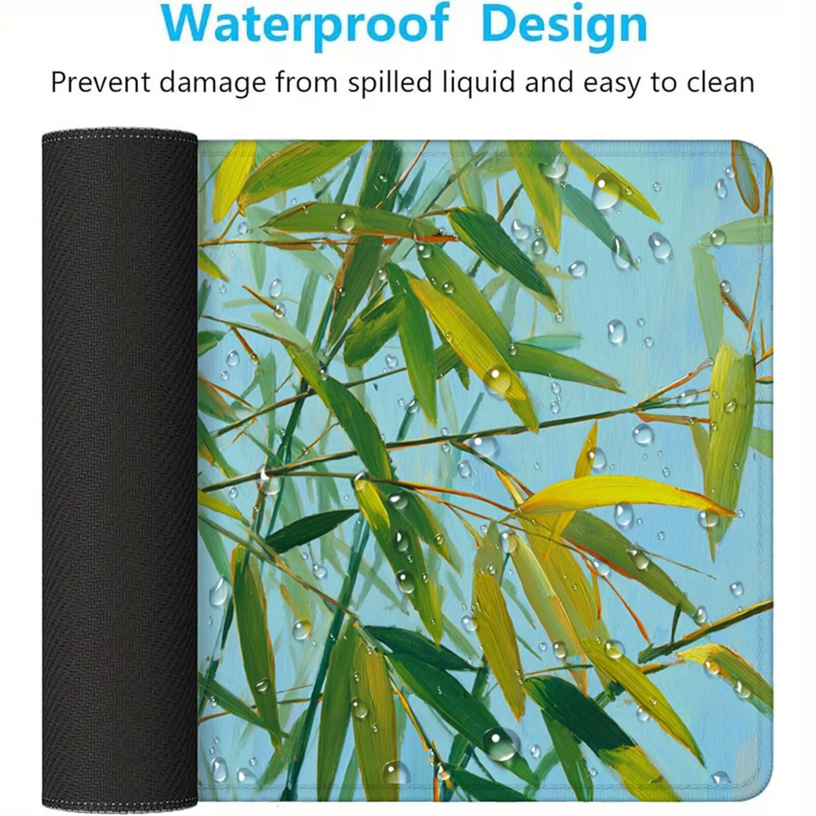 Zielona podkładka pod mysz XXL 1000 x 500 mm bambusowa podkładka pod mysz na biurko z wodoodporną powierzchnią i antypoślizgową podstawą, podkładka pod mysz do biura, komputera, poprawia dokładność i