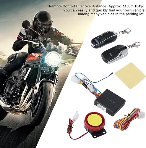 Miniatura 2 de Aramox Sistema de alarma de motocicleta, kit de sistema de alarma antirrobo universal para motocicleta, control remoto unidireccional, impermeable,