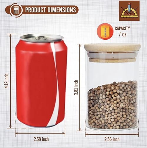 Miniatura 3 de 12 tarros de especias | Tarros de vidrio con tapas de bambú, recipientes de almacenamiento de alimentos de 7 onzas | Incluye bolígrafo y etiquetas