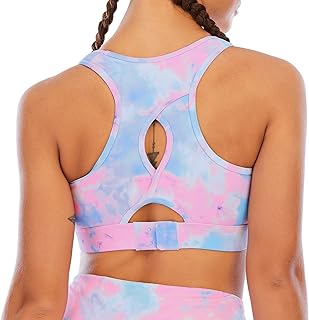 Fancyskin Sports Bras for Women Padded Back Strappy Yoga Bra Stretchy Medium Support Workout Bras