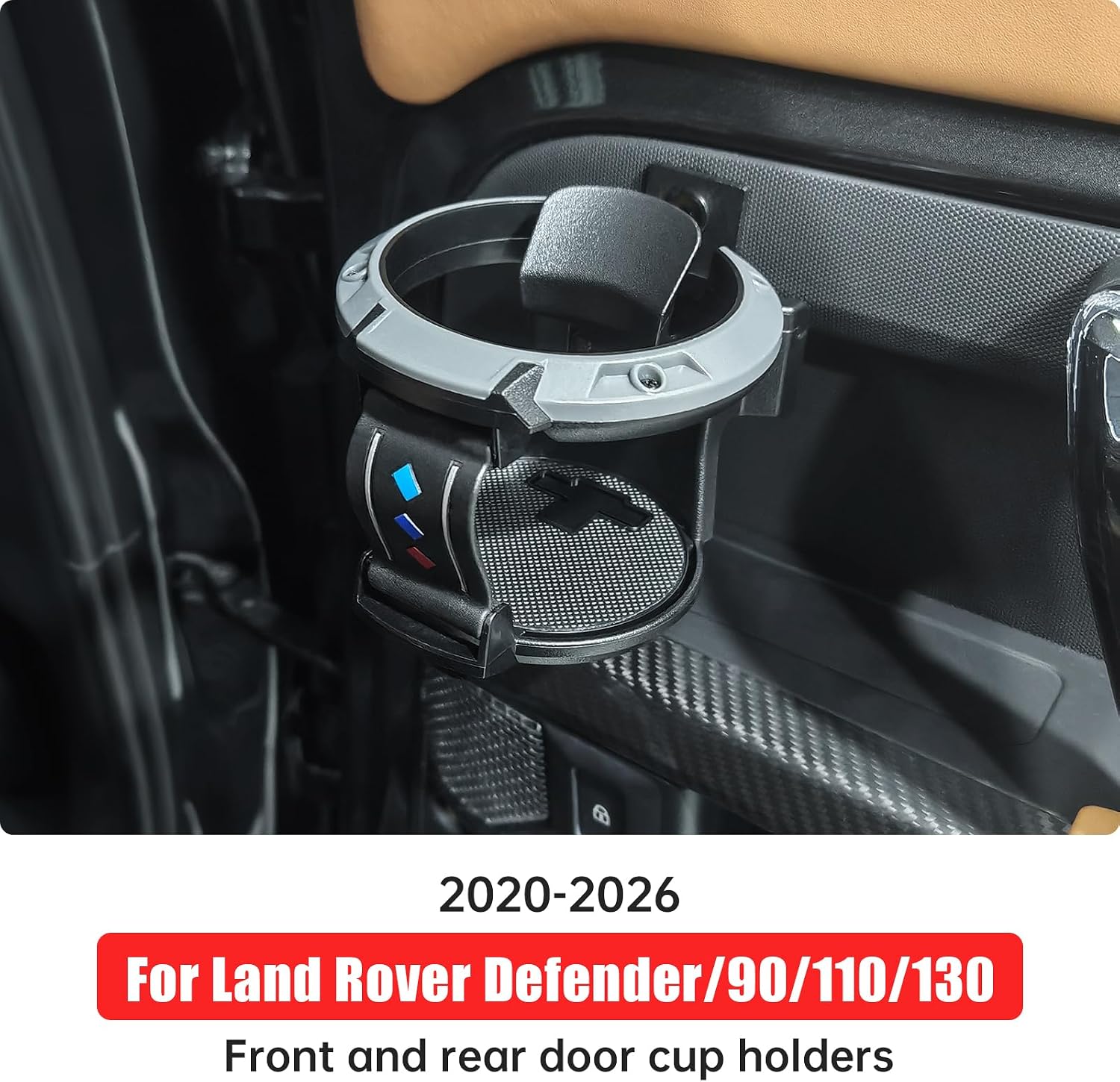 Door Cup Holder for 2020-2025 2026 Land Rover Defender 90 110 130 Interior Cup Holder Expansion with Hanging Cup Tray Car Drink Holder Decorative Upgrade Modification Accessories