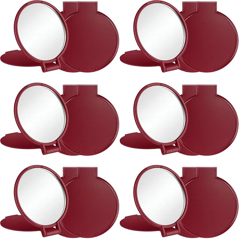 Jetec Espelhos Compactos Dobráveis Red Wine, Pacote com 12