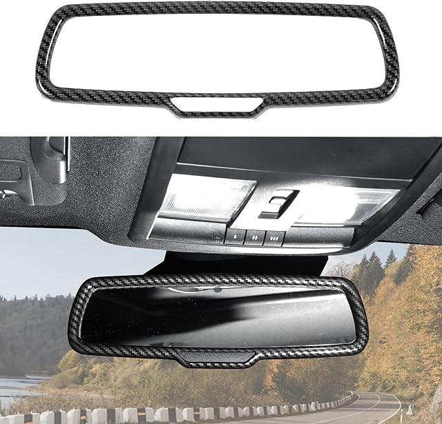 JWWY Inner Rearview Mirror Cover Decoration Trim Interior Accessories for Dodge Challenger 2015-2022, for Dodge Charger 2010-2022, for Dodge Ram 2010-2017 ABS Carbon Fiber