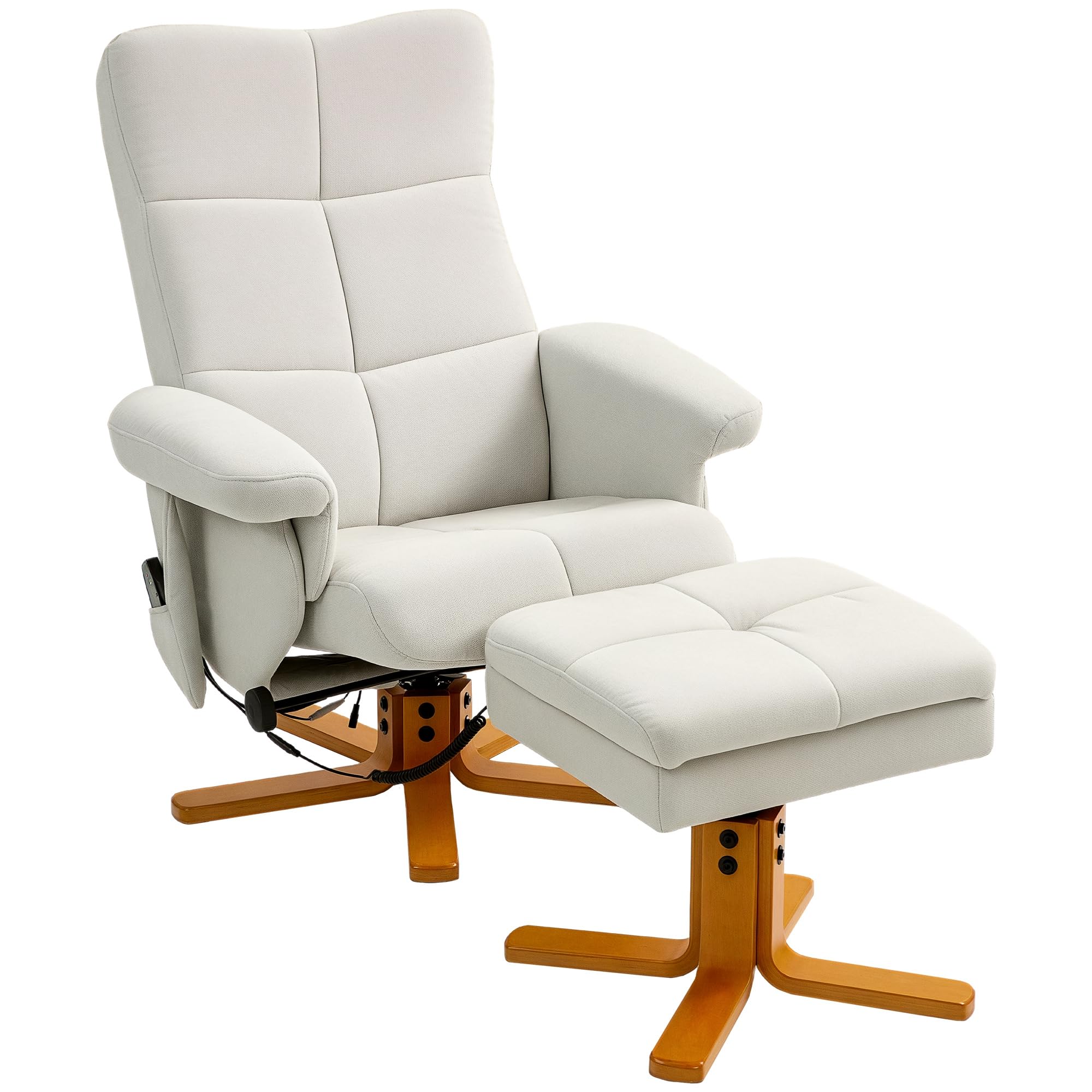 Fauteuil de relaxation blanc avec fonction couchage et massage HOMCOM