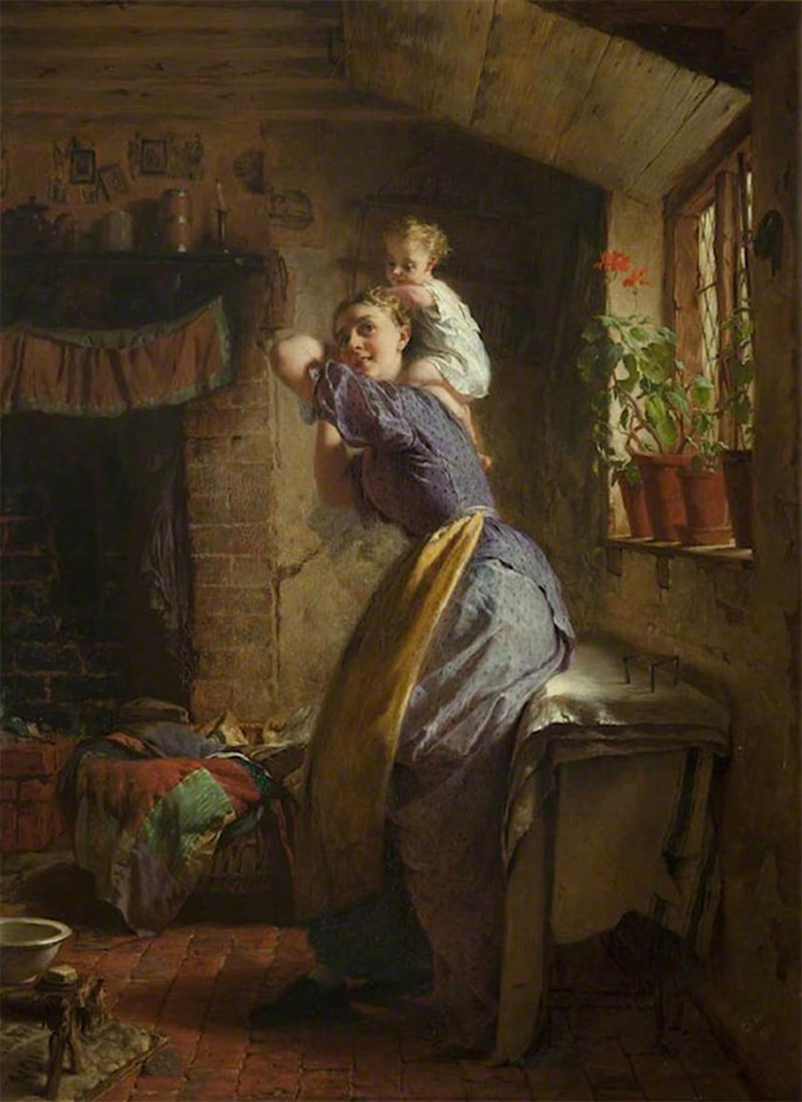ARTXLXXBN Famous Art Print Poster Vintage Wall Art the Happy Mother by George Elgar Hicks Canvas Art Poster for Home Decor 60x90cm