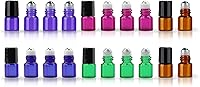 Vista 11 de Juego de 20 mini botellas de vidrio enrollables de 0.0 fl oz y 0.1 fl oz con bolas enrollables de metal, frasco de muestra delgado recargable, 1ML