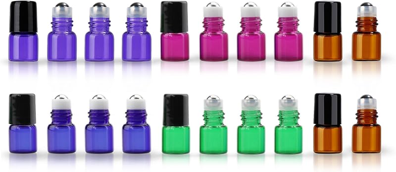 ZbFwmx Conjunto com 20 Frascos Roll-on de Vidro Recarregáveis de 1 mL com Acessórios