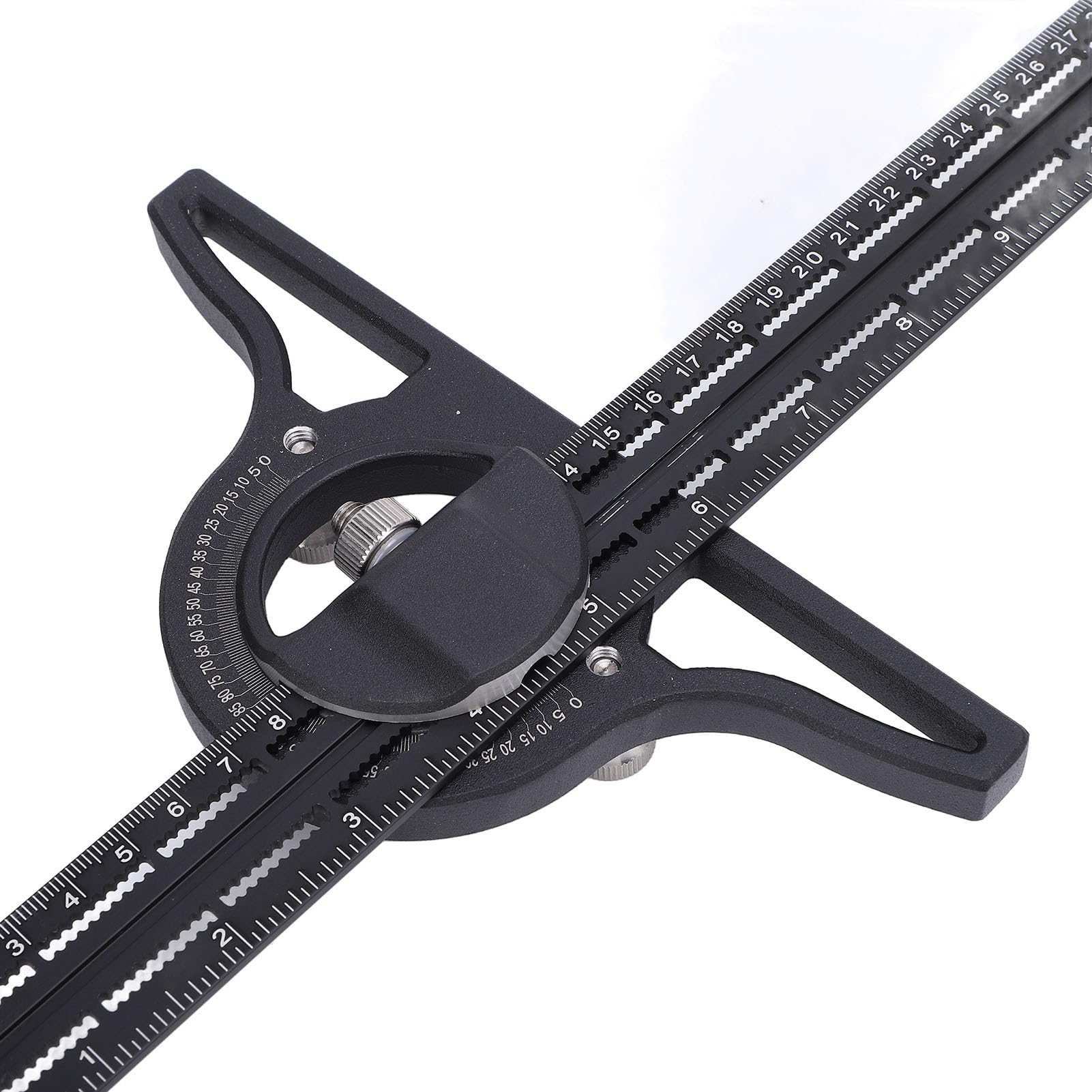 Équerre à angle combinée, règle de menuiserie multifonction et mobile, rapporteur à biseau universel en alliage d’aluminium de 300 mm avec double échelle, pour la menuiserie et les