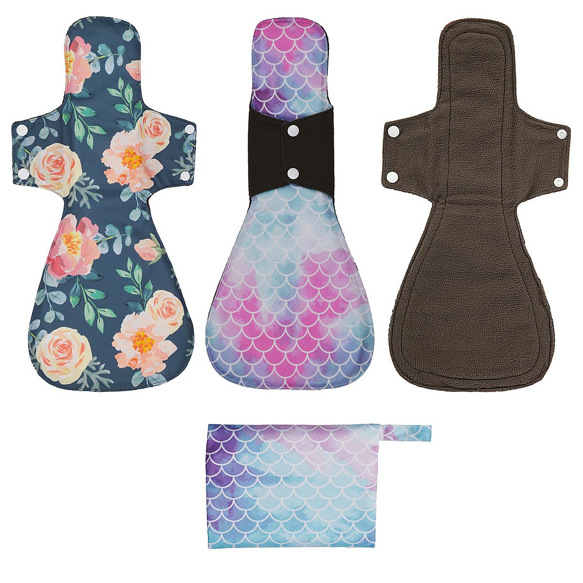 ReUseLife 4 Pack 16 Inch Cloth Menstrual Pads,Reusable Sanitary Pads,Washable Overnight or Post Partum Absorbency Pads,Unscented