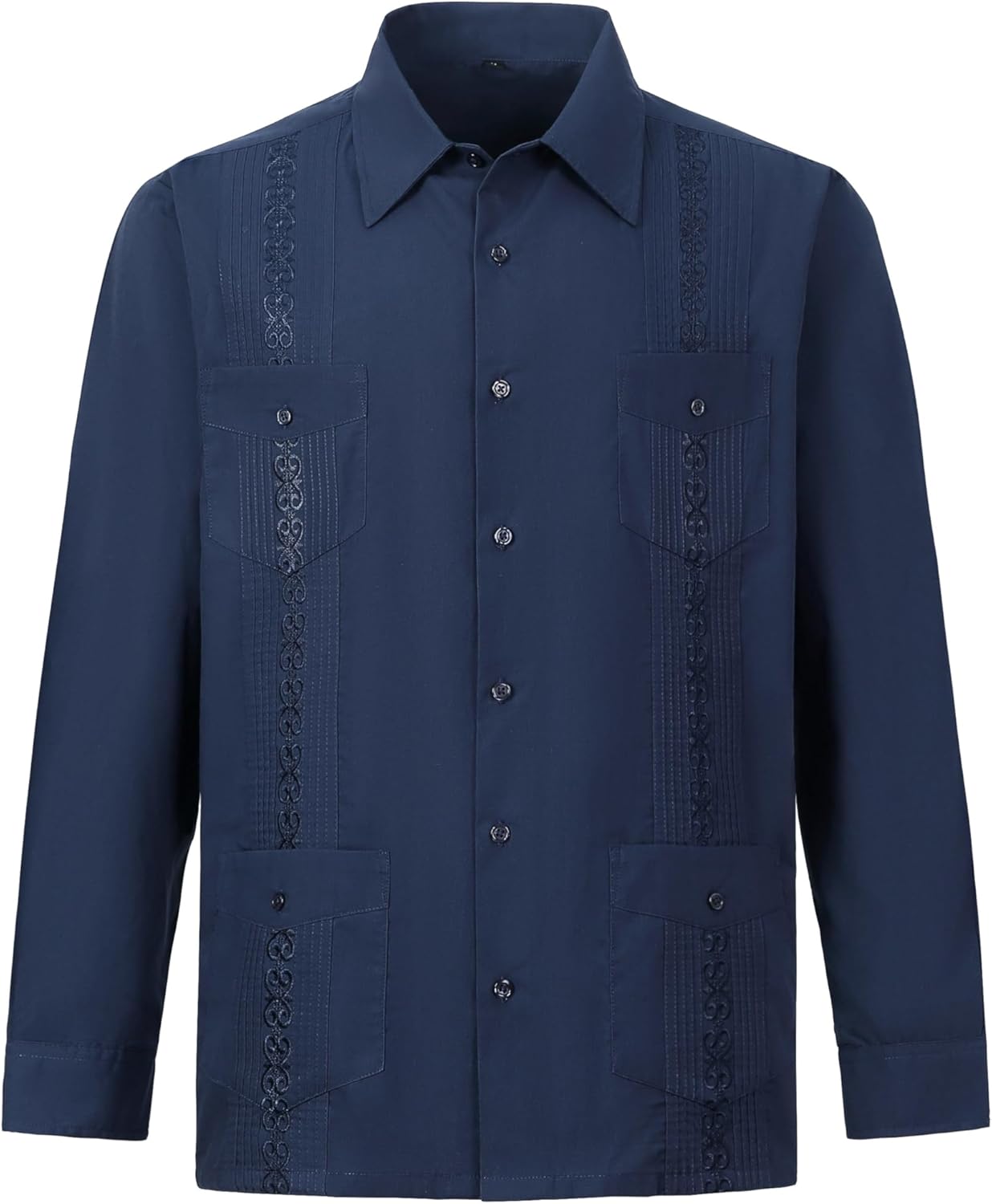 Snoly Men's Guayabera Shirts Button Breathable Loose Long Sleeve Casual Traditional Coloured Shirts Top