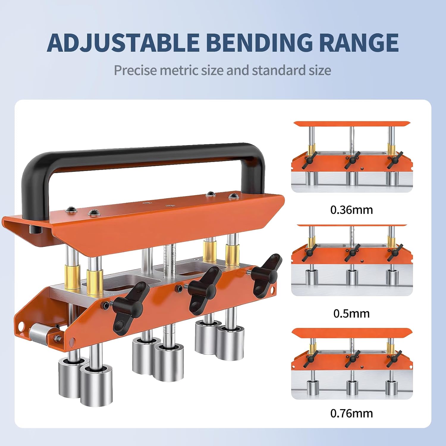 Professional 3-Station Edge Roller, Metal Roofing Bender Tool, 0-90° Adjustable Angle, Sheet Metal Bead Roller for 1/2-5in Bending, Heavy Duty Construction Materials