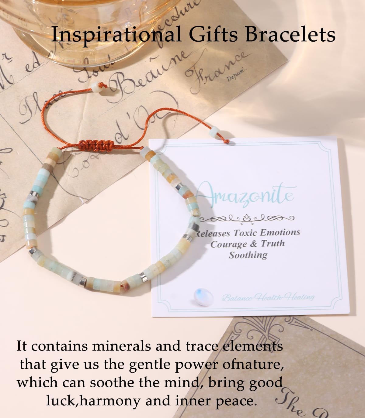 CASDAN Natural Crystal Beaded Bracelet for Women Natural Stone Adjustable Braided Rope Bracelets Spiritual Bracelet Inspirational Gifts - Image 6