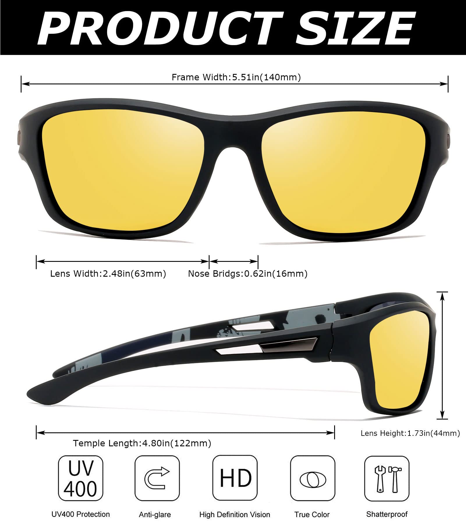 Perfectmiaoxuan Occhiali da sole polarizzati per uomo donna ciclismo montagna trekking guida pesca arrampicata sportivi Le vacanze Viaggi cordino occhiali Protezione UV