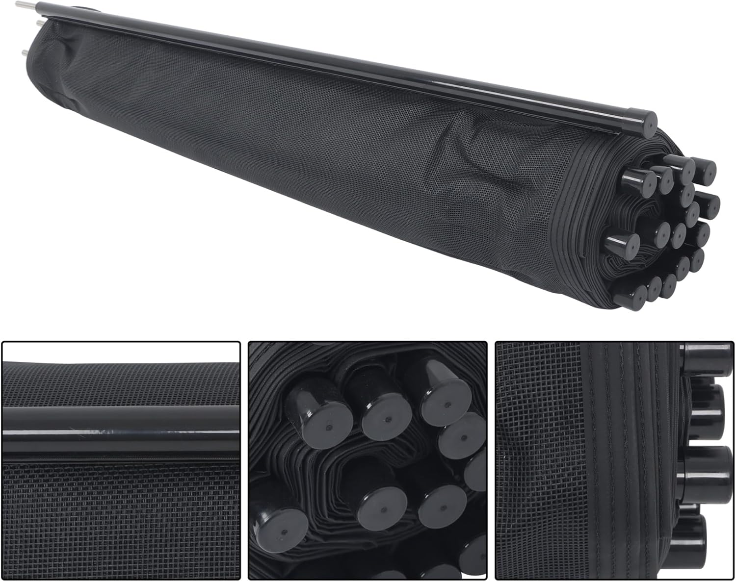 Black Pool Fence, 4 * 48Ft Swimming Pool Safety Barrier, Portable Outdoor Safety Enclosure