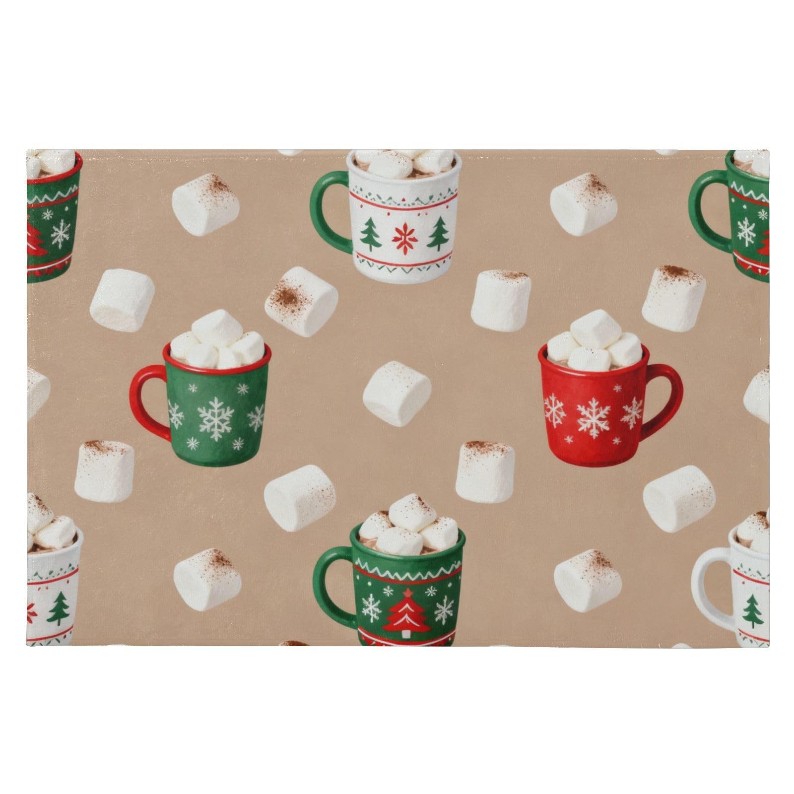 Tapis de salon antidérapant au motif cacao chaud pour une ambiance de Noël cocooning