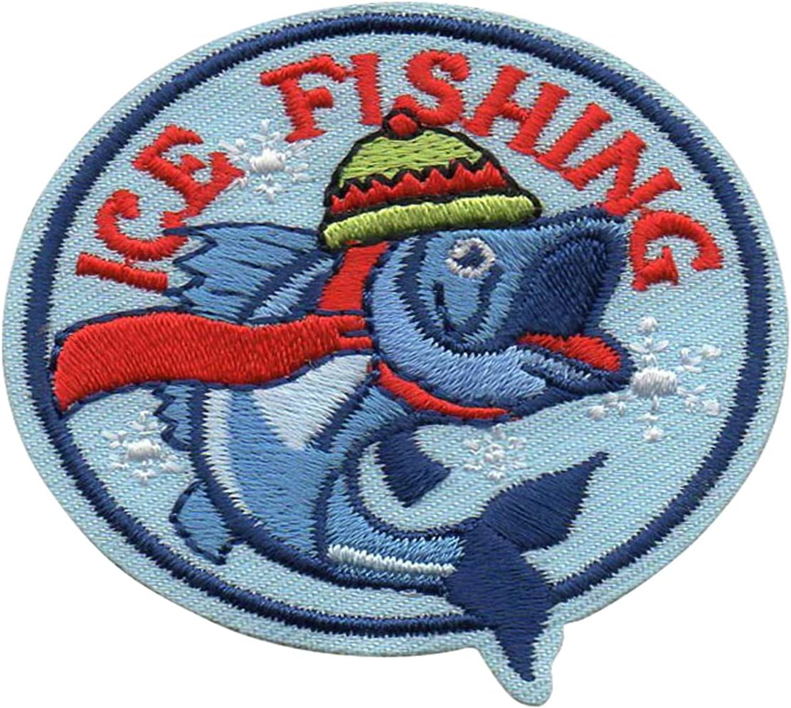 12 Pieces 2" Activity Scouts Applique Fun Patches, Outdoors & Seasons - Fishing (Ice Fishing 2)