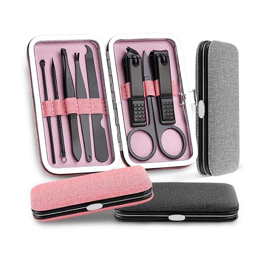 Nagelknipser-Set Rosa Rechteck-Nagel-Kunst-Maniküre-Werkzeug-Set Haushaltsnagelknipser Edelstahl Nagelknipser Pediküre Werkzeug (8 teiliges Set) Nagelknipser-Kit(B)