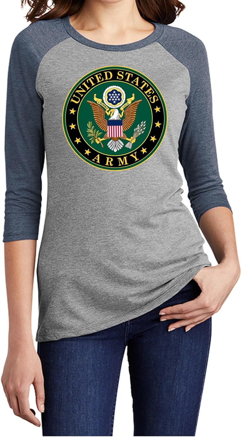US Army Insignia Womens 3/4 Sleeve Raglan Shirt