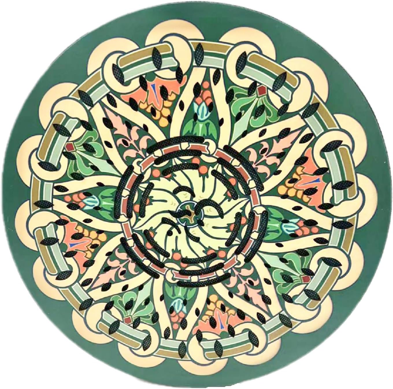 12INCH Ocean Drum,Sound Healing,Rain Disk "Water-Fall",Onomatopoeic Music,Gift For Yoga Meditation Performance Accompaniment（Green Flower）
