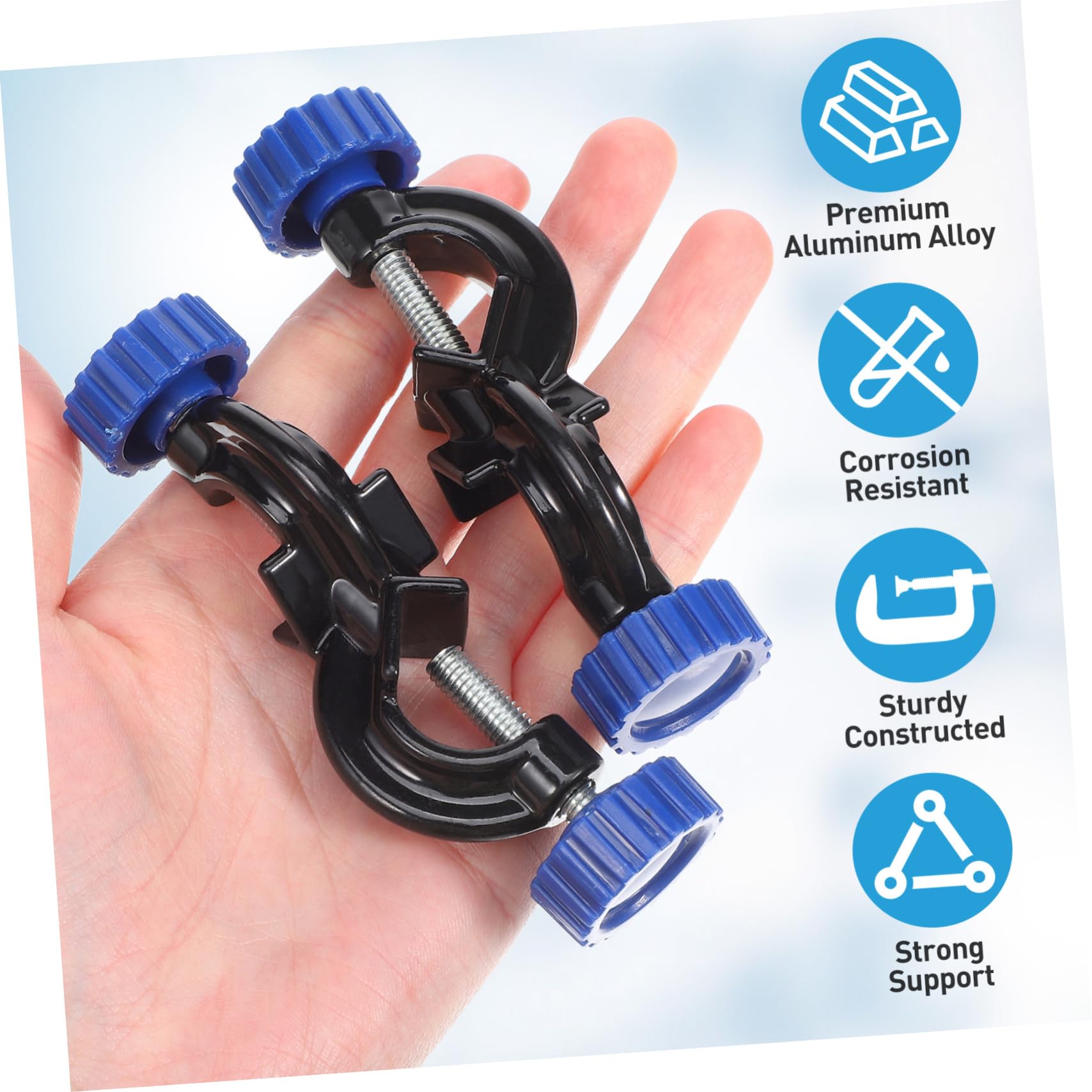 ABOOFAN Support de Pince Réglable en Alliage Tête Bossée Bleu, Robuste et Largement Utilisé, pour Laboratoires et Usines, Lot de 2 Pièces