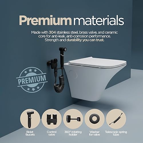 Miniatura 7 de Aqua Earth Pulverizador de bidé de mano para inodoro, kit de pulverización de pañales de tela para bebé, juego de accesorios de bidé para baño,